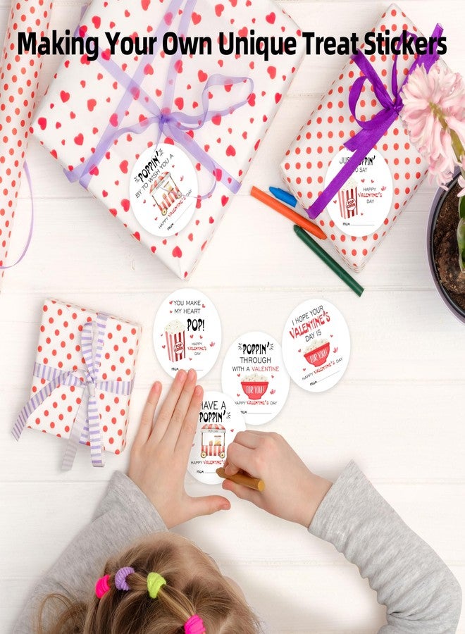 OXRUN Valentine's Day Gift Tags Stickers - 60 Happy Valentine's Day Gift Labels Stickers - Popcorn Round Gifts Tags Self-Adhesive Labels for Presents - A03 - Image 3